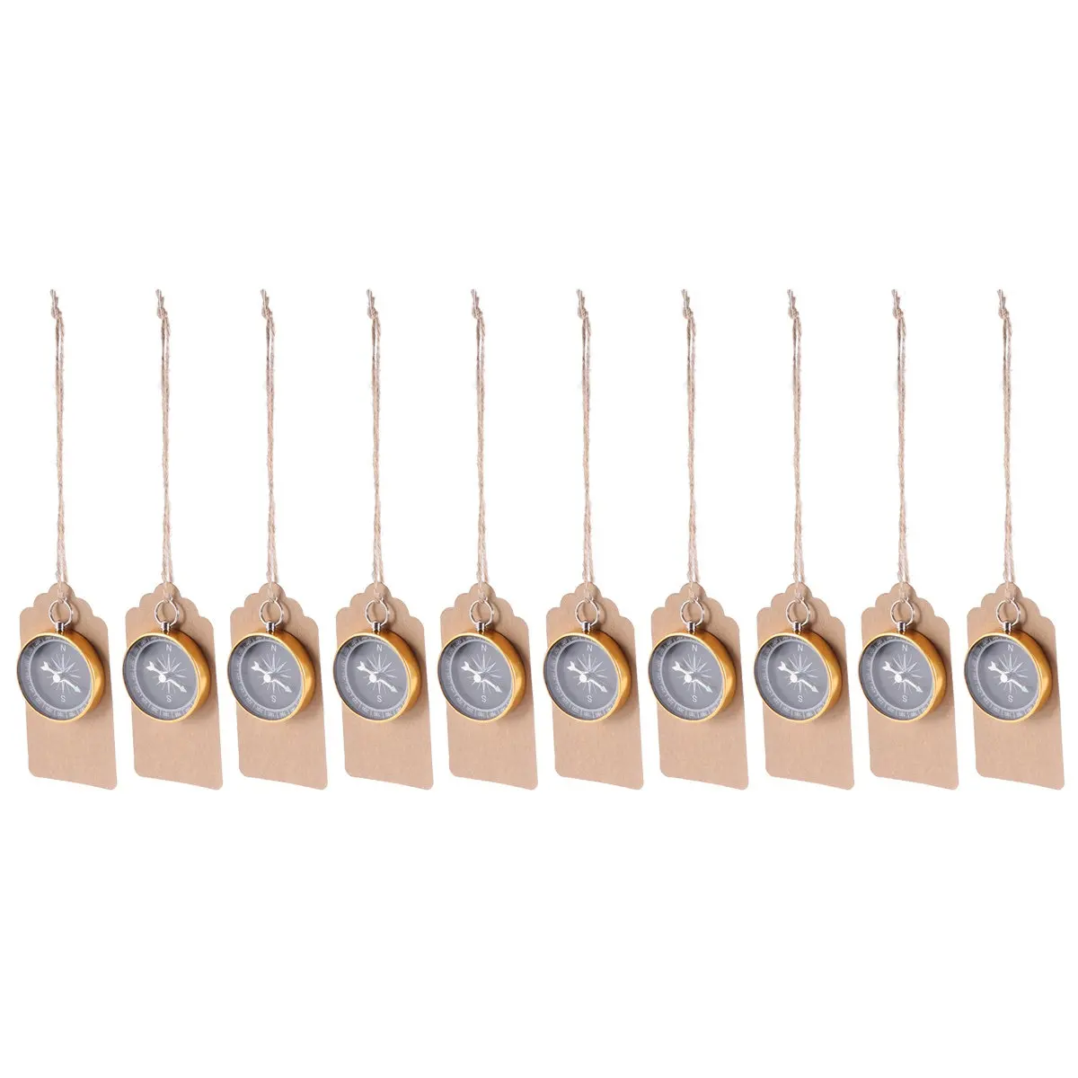 10Pcs Portable Compass Pendant Small Metal Mini Compass Party Favor Decoration Wedding Keyring Bag Accessory Gift Set