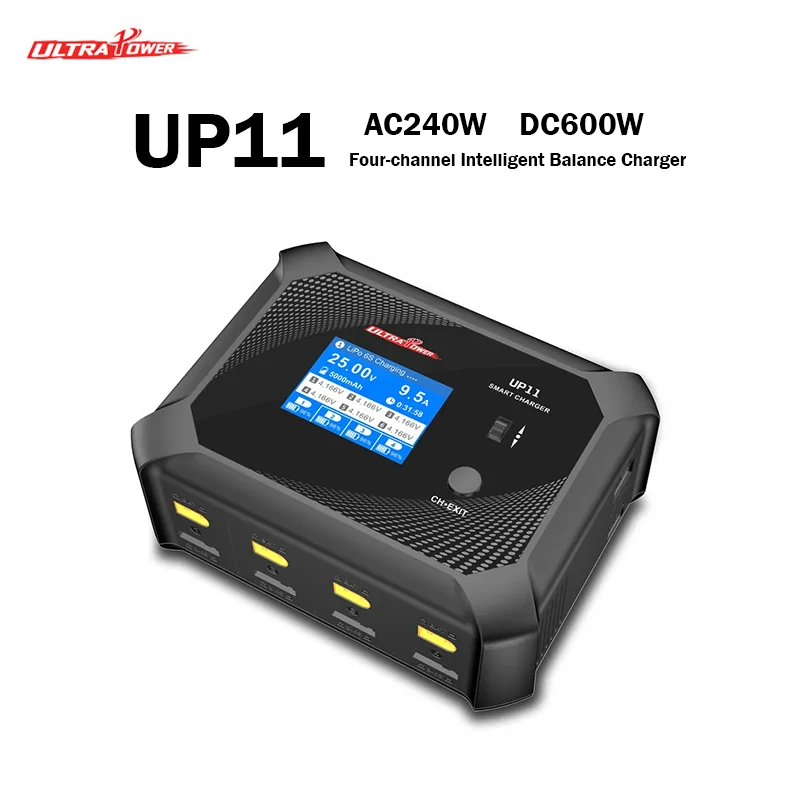 ULTRA POWER UP11 Battery Charger AC 240W DC 600W Four Channels Smart Blance Charger for 1-6S LiPo/LiHV/LiIon/LiFe Battery