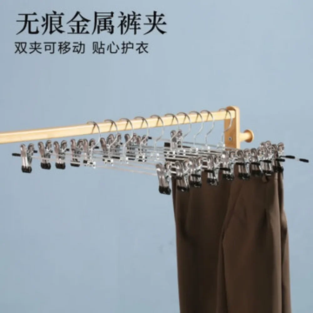 Pant Hangers Heavy Duty with Adjustable Clip Pants Skirt Hangers Non Slip Shorts Hangers Saving Space Stainless Steels