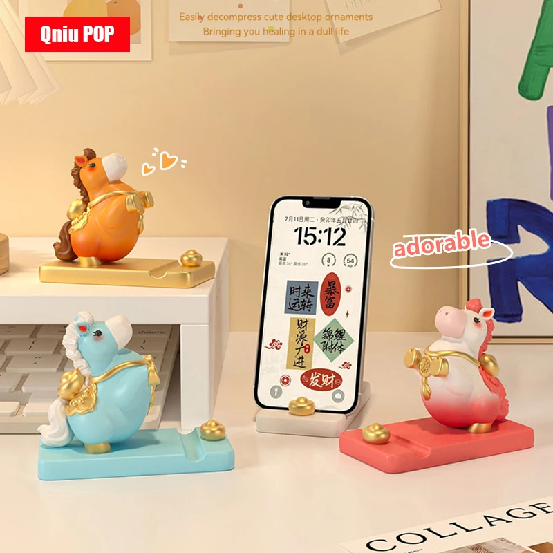 2026 Chinese Year of the Horse Mascot Zodiac Pony Ornament Mobile Phone Stand Desktop Decoration Instant Money Doll Gift