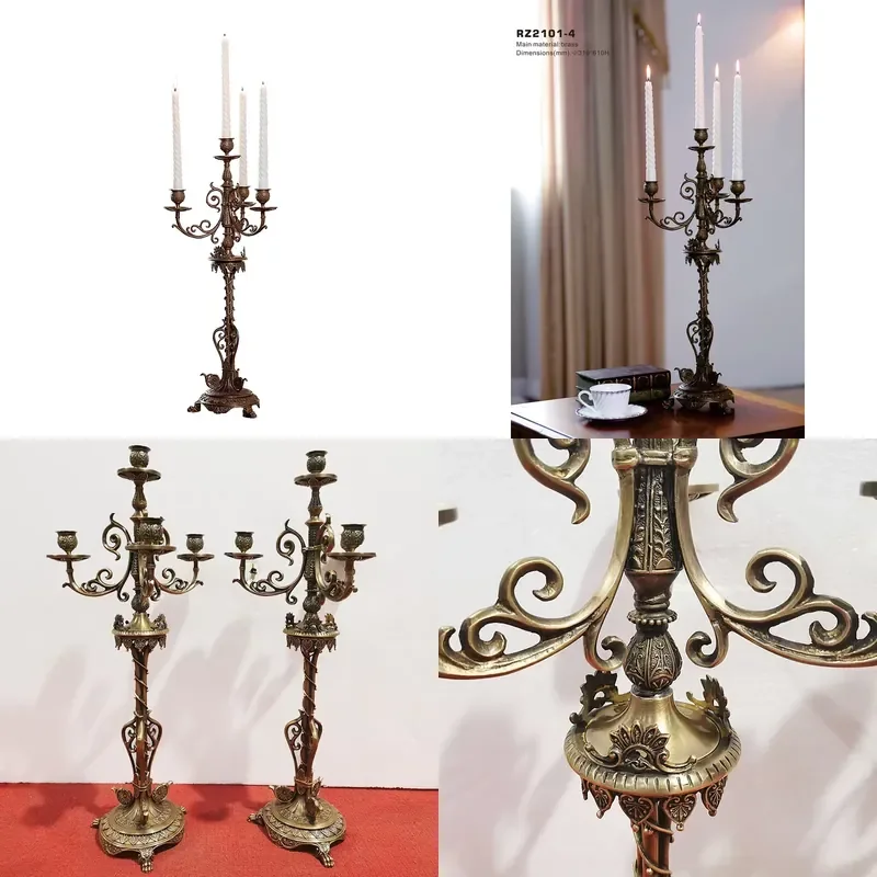 Solid Brass Antique Nordic Wedding Gifts Candle Stick Table Decorative Candle Holder Factory