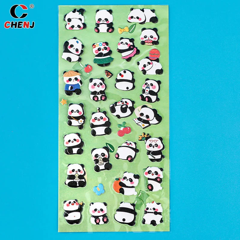 Pegatinas 3D de dibujos animados Kawaii, pegatinas hinchadas a granel, Panda, pegatina de burbujas estéreo para bricolaje, álbum de recortes, diario, álbum, decoración, papelería