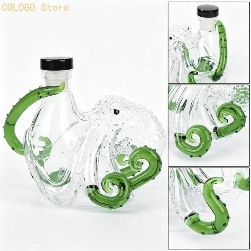 Elegant Octopuses Carveds Glass Container Display For Wine Or Perfumes 200Ml Volumes D0LD