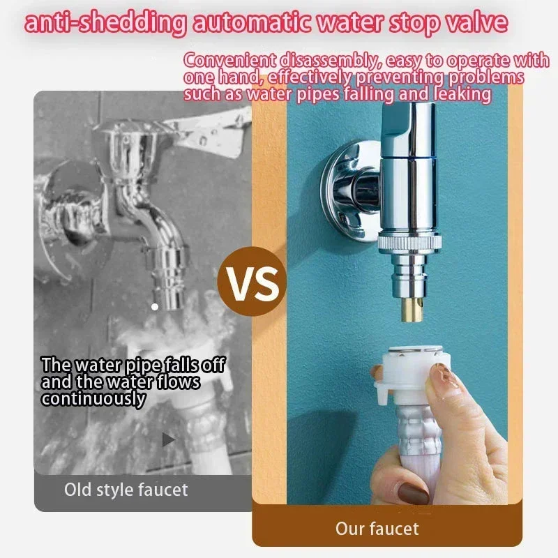 Faucet Brass One Into One Out Dual Control Washing Machine Tap Three-way Toilet Triangle Valve