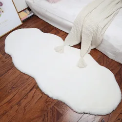 Plush Soft Fur Carpet Imitation Rabbit Hair Bedside Anti-Skid Mat White Bedroom Floor Decor Living Room Sofa Area Irregular Rugs