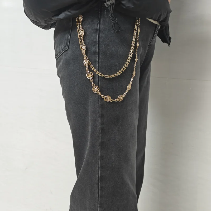 Original Golden Rose Pearl Ladies' Pants Chain Bilayer Packet Chain Fashion Female One's Waist Luxury Accessories Jewelry