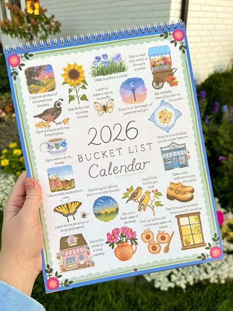 

2026 Calendar Vintage Painting Design Wishlist Spiral Calendar Tasting Seasons Slowing Down (Spiral color random)