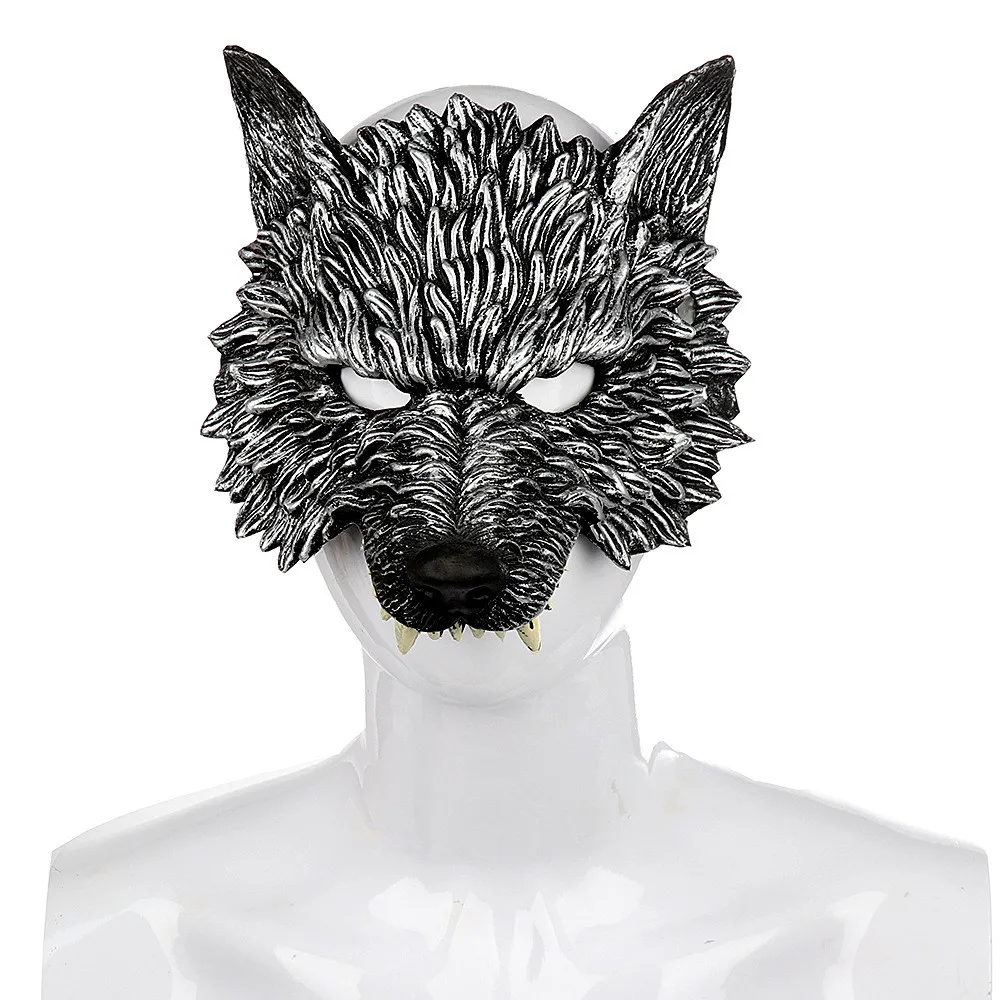 Horror Wolf Mask Cosplay Animal 3D Half Face Pu Foam Masks Halloween Carnival Masquerade Costume Props For Kids and Adult