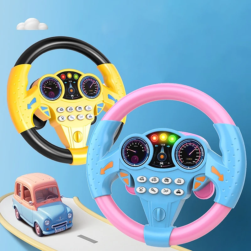 1 Set Electric Toy Simulate Driving Car Steering Wheel Sound Children's Music Education Pushing Cart Driving Vocal Prop