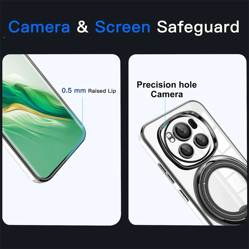 Magneitic Holder Plating TPU Back Cover Case for Honor Magic 6 Magic6 5G for Magsaft Suction Wiress Charing Bracket Cover Case image 5