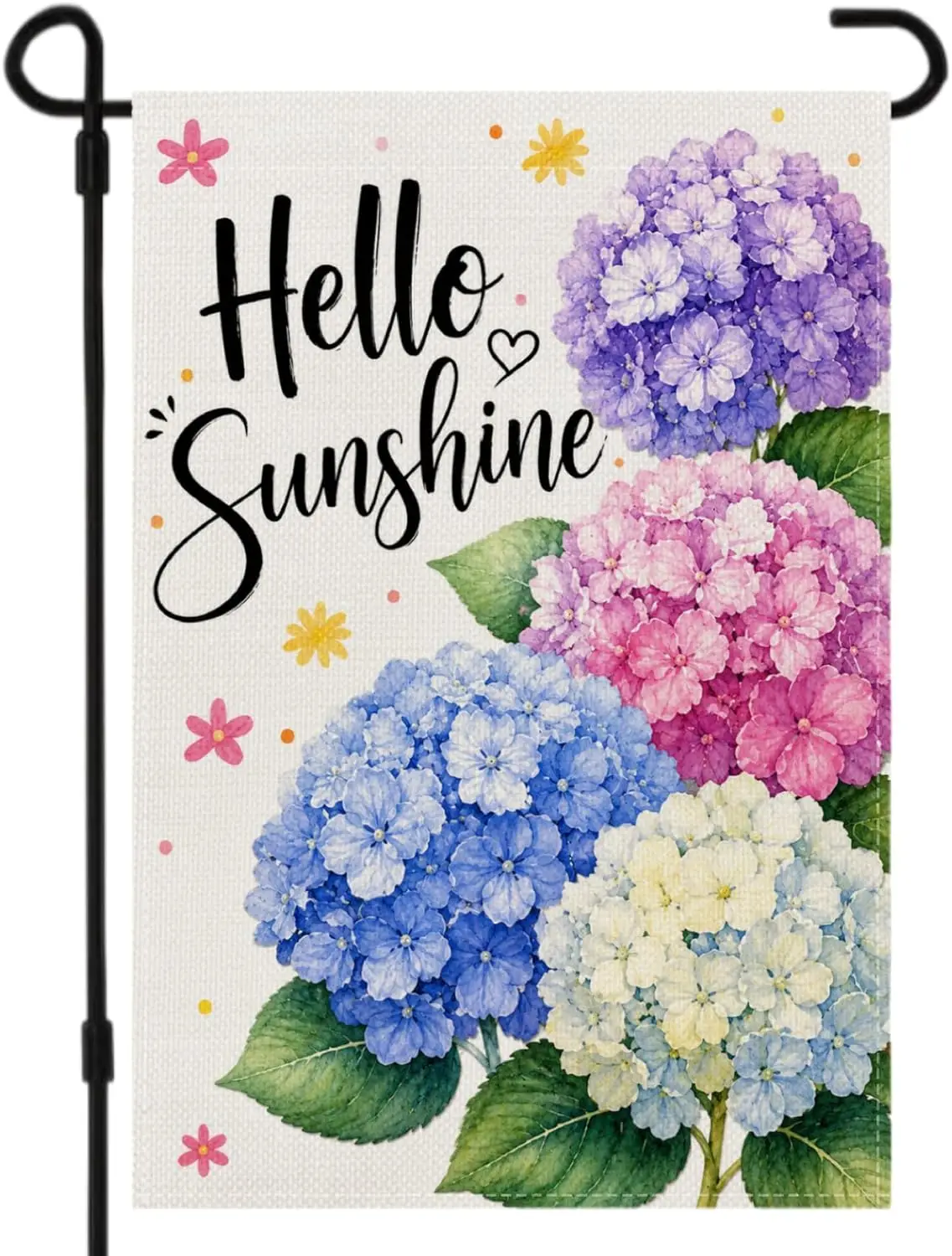 Hello Sunshine Hydrangea Garden Flag 12x18 Inch Double Sided Watercolor Floral Yard Decor, Spring Summer Seasonal Outdoor Fl PPZ