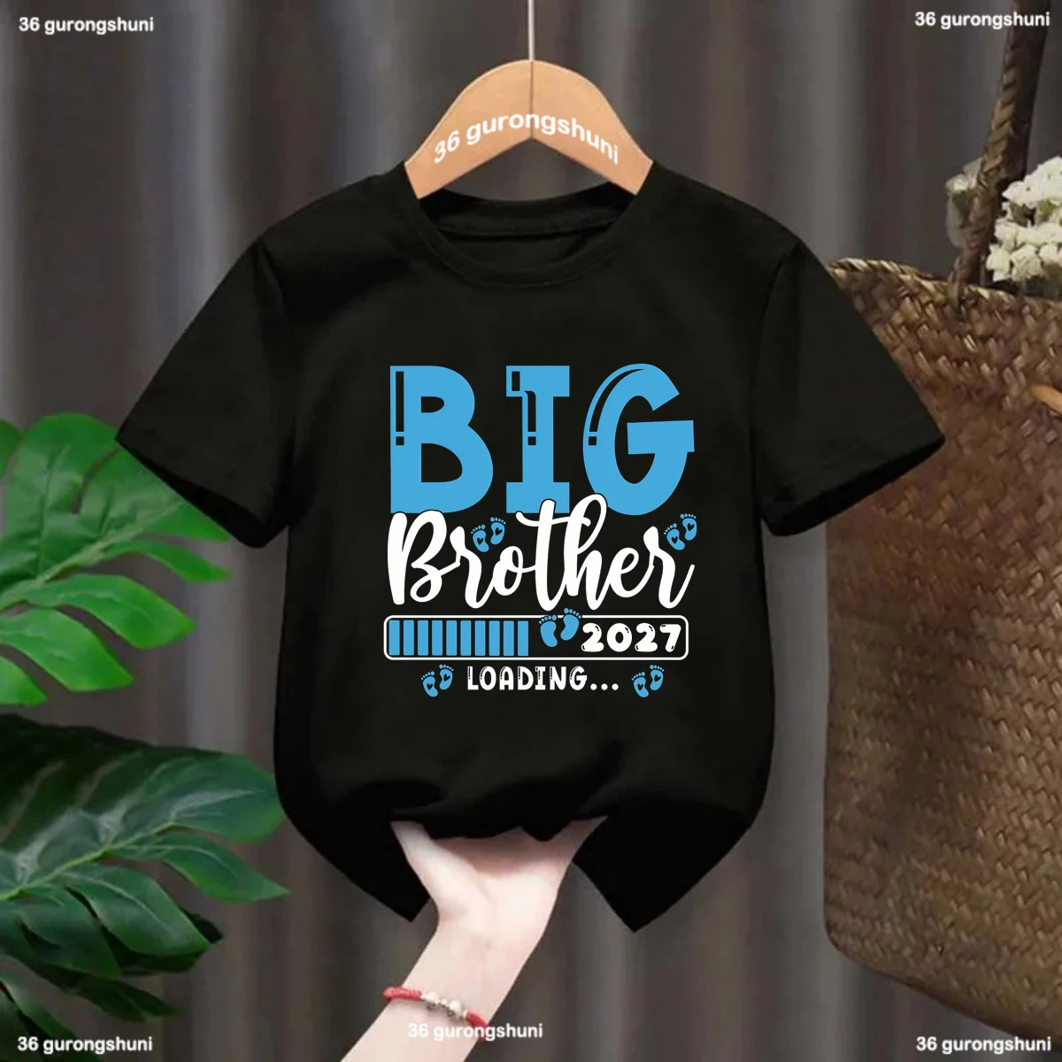 Newly Style Big Brother/Sister Loading 2027 Print Boys/Girls Tshirts Announcement Clothes Summer Short Sleeve Kids T-shirt Tops
