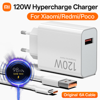 Original Xiaomi Charger 120W Fast Turbo Charge Hypercharge Adapter Xiaomi 11 12 13 14 15 Ultra Redmi Note 11 12 POCO F8 Ultra X5