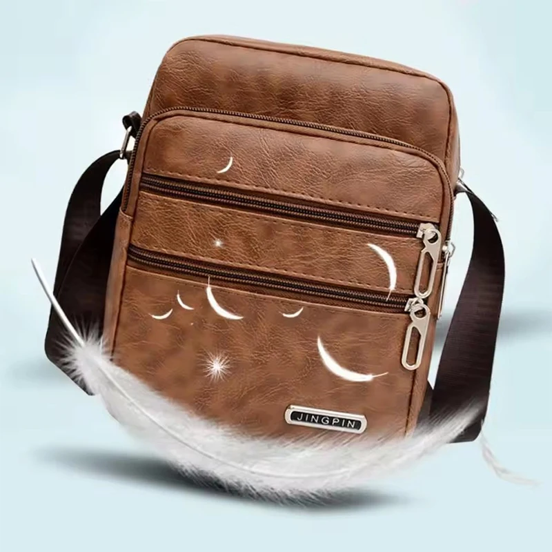 Men's PU Leather Messenger Crossbody Sling Bag - Large Capacity Multifunctional Shoulder Bag for Casual Travel Work