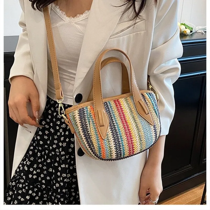 

Female Summer Beach Bag Woven Straw Tote Water Resistant Material For Pool Seaside Vacation Travel Fashion Accessory