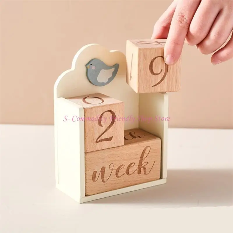 

85AE 4Pcs/set Baby Monthly Record Growth Milestones Blocks Decorative Photoshoots Souvenir Photography Props Gift