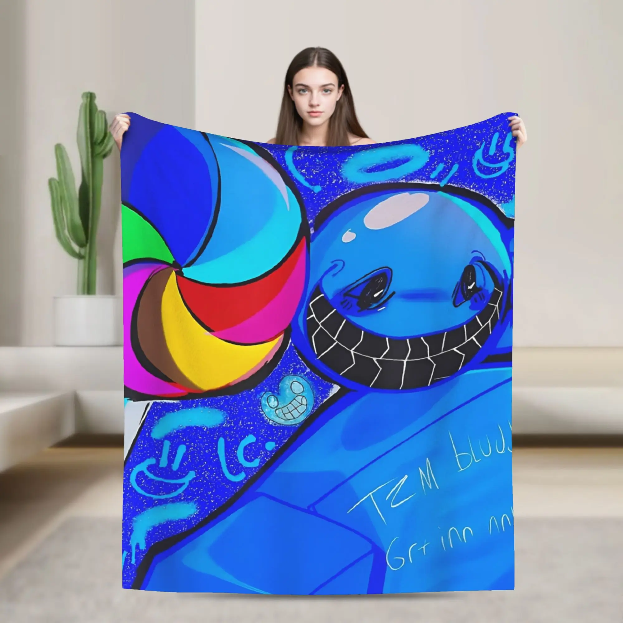 Vintage TEM Bluudude forsaken  Get in Now TEM Blue Dude Blankets Flannel Portable Warm Throw Blankets for Bed Office Bedspreads