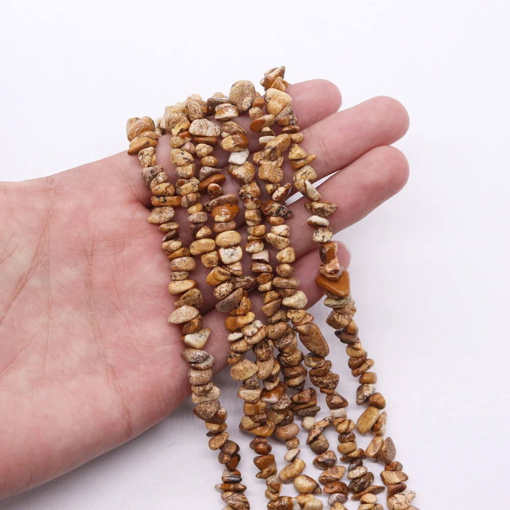 

Irregular Natural Picture Stone Beads Chip Gravel Jewelry Materials Loose Spacer Bead for DIY Jewelry Bracelet Accessories Gift