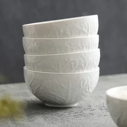 White porcelain rice Ceramic small bowl Single simple high-end salad bowl Household soup noodle bowl 2024 new tableware