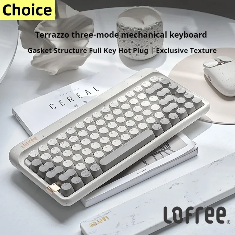 

LOFREE terrazzo mechanical keyboard Bluetooth 5.3/wired/2.4G wireless 84 keyTri-mock hot plug female office computer keyboard