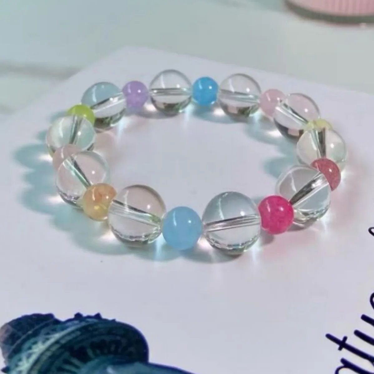 

Natural Multi-treasure Crystal Bracelet, White Crystal Aquamarine Bracelet, Light Luxury Fashion Jewelry Gift