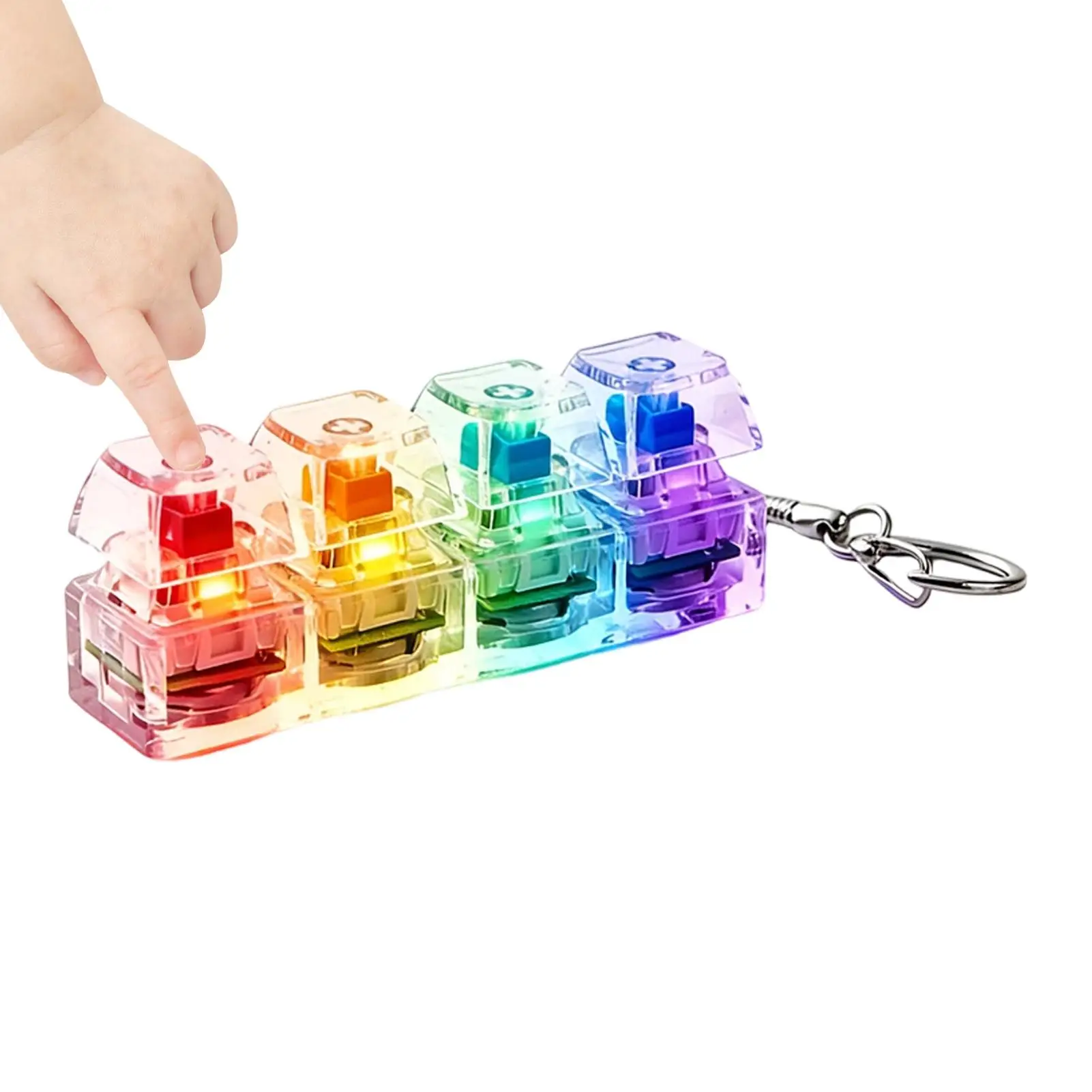 Keyboard Clicker Fidget Button Sensory Toy with LED Light Keyboard Keychain for Home Office Travel Classroom School Work