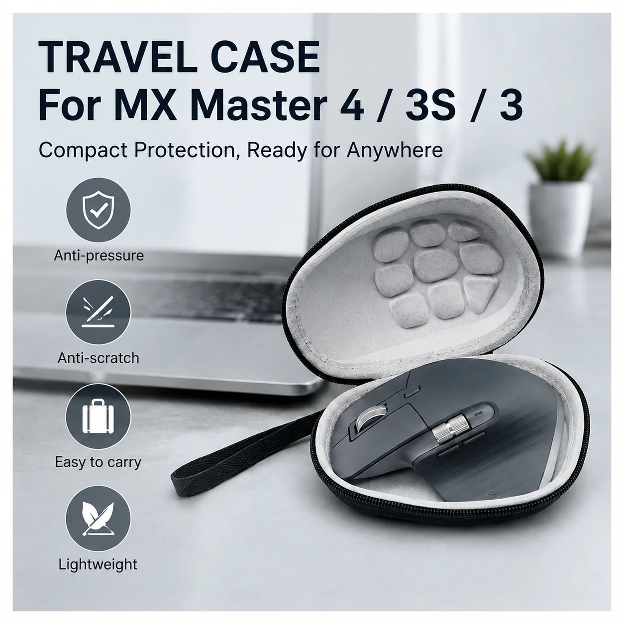 EVA Carrying Case Shockproof Upgrade Version Wireless Mouse Storage Bag No Shake Portable for Logitech MX Master 4
