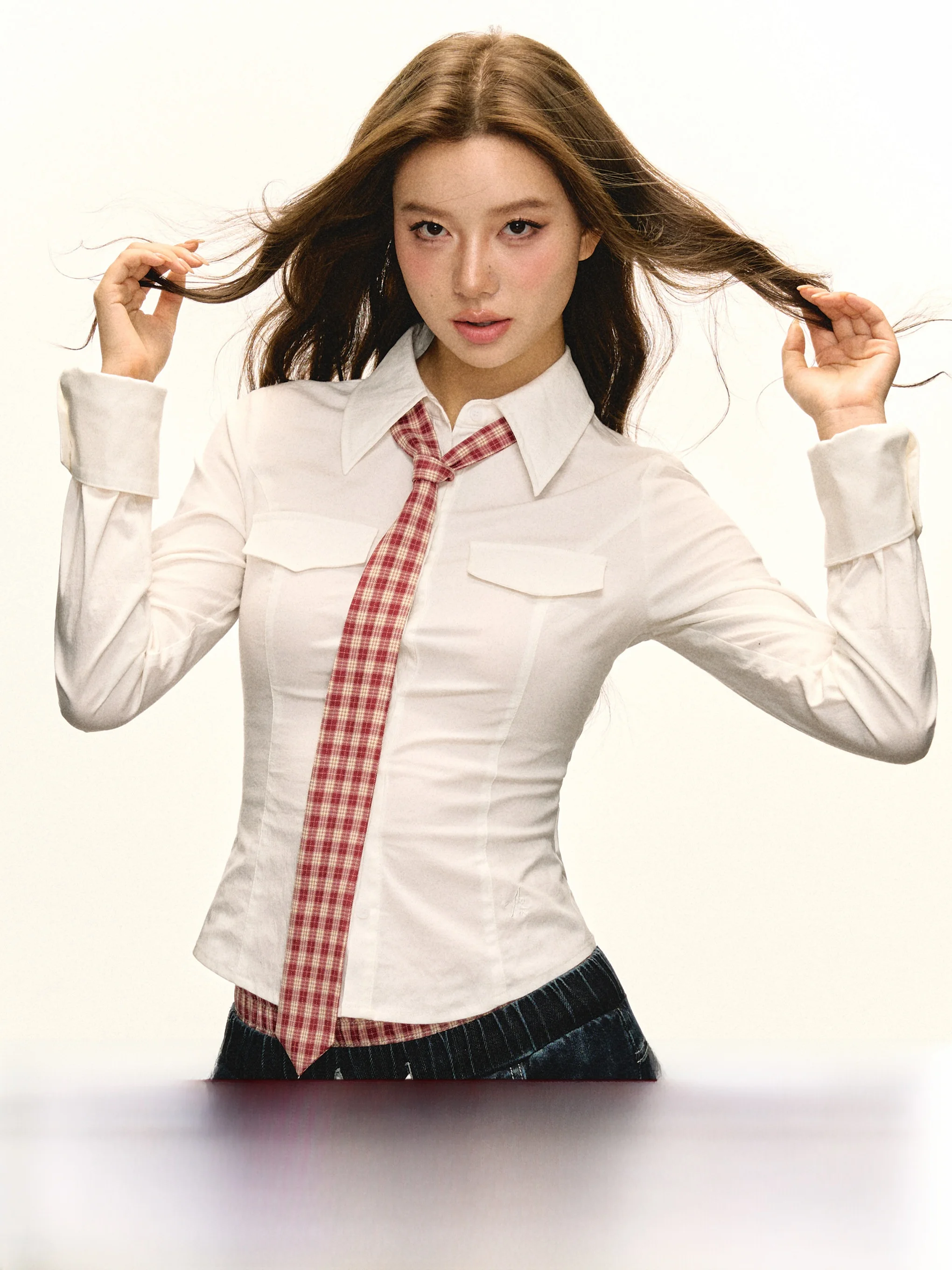 

Ariseism: Новинка! Женская рубашка в американском ретро-стиле с длинным рукавом, приталенная, универсальная, осенне-зимняя, уличный стиль, из смесового хлопка.