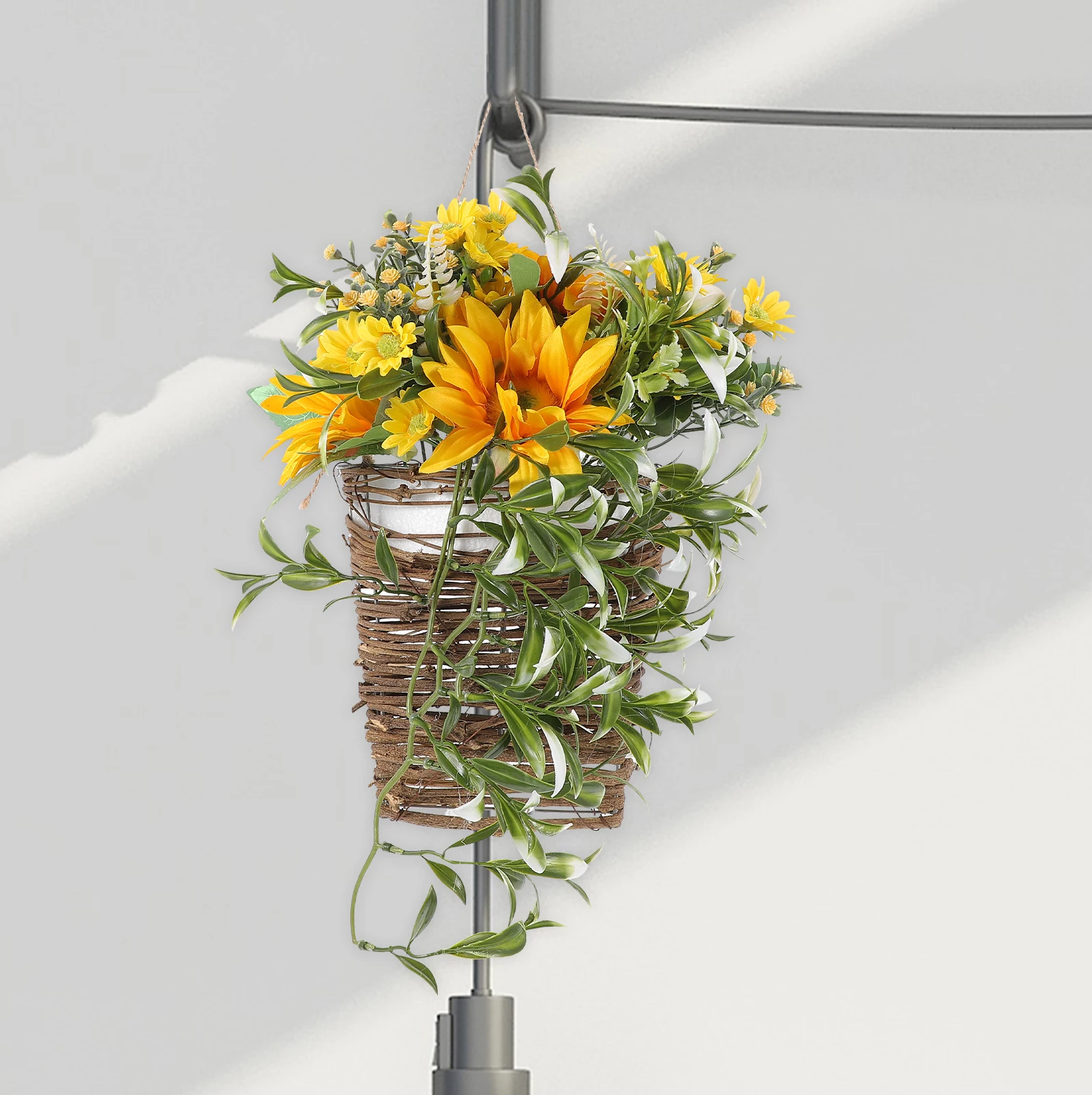 

Artificial Flowers made Sunflower Wall Decor Hanging Basket Home Fake Flower With Basket Plant Decor Fake Flowers Long Term Use