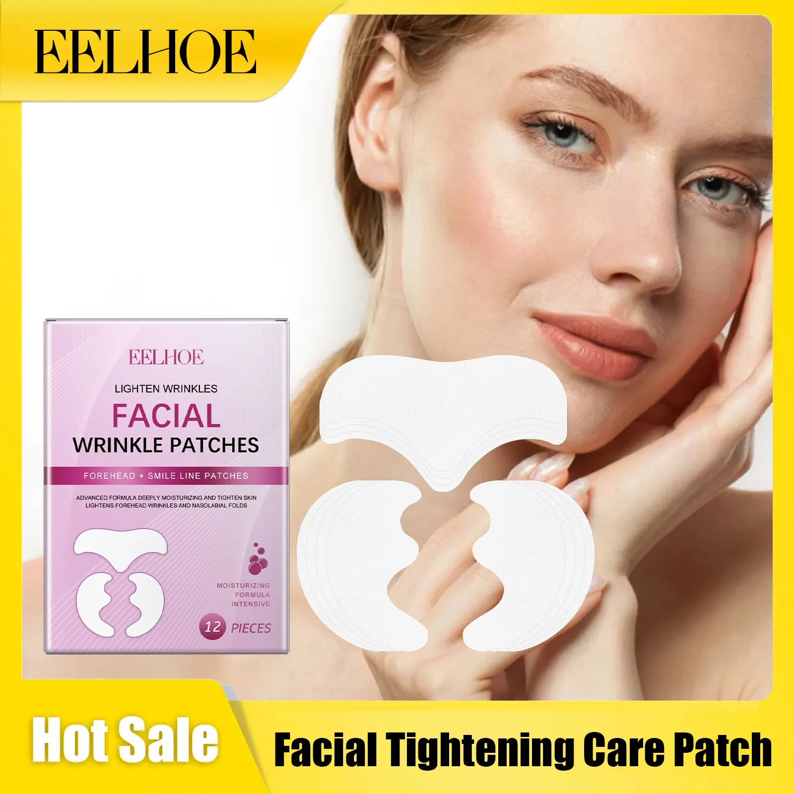 

Eelhoe Forehead Tightening Care Patch Anti W-rinkle Skin Fine Lines Removal Firming Sagging Mask Lemon Face Moisturizing Patches