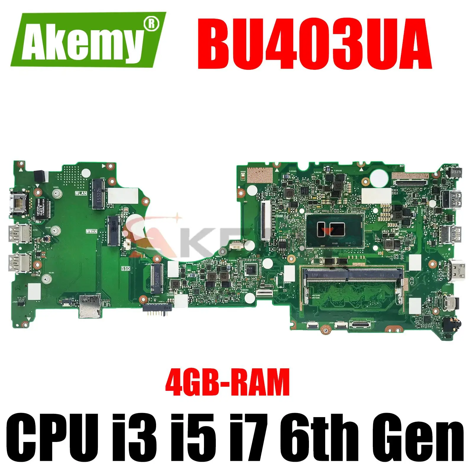 

BU403UA Mainboard For ASUS ASUS B8430UA P5430UA BU403U PU403UA Laptop Motherboard i3 i5 i7 6th CPU 4GB-RAM