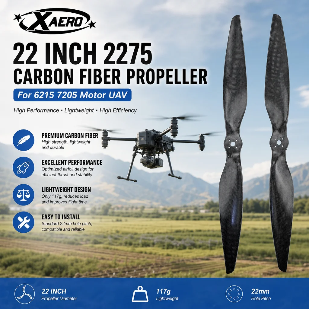 XAERO 22 inch 2275 Carbon Fiber Propeller 2-Blade for 6215 7205 Motor UAV