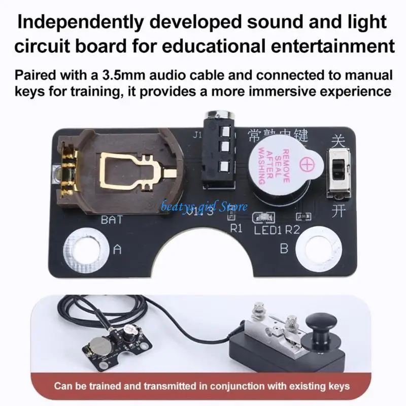 

C7AB Morse Code Learning Board Morse Trainer With LED Buzzers For Beginners