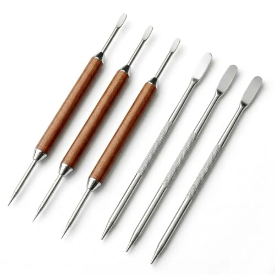 

6Pcs Latte Art Pen Set, Stainless Steel Coffee Decorating Tools with Wood and Metal Handles, Barista Milk Foam Etching Pens for
