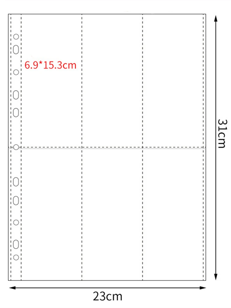 11-Loch A4 Bindereinlagen 10er-Pack Multi-Gitter für Foto Karten Postkarten Münzsammlung Scrapbook Album