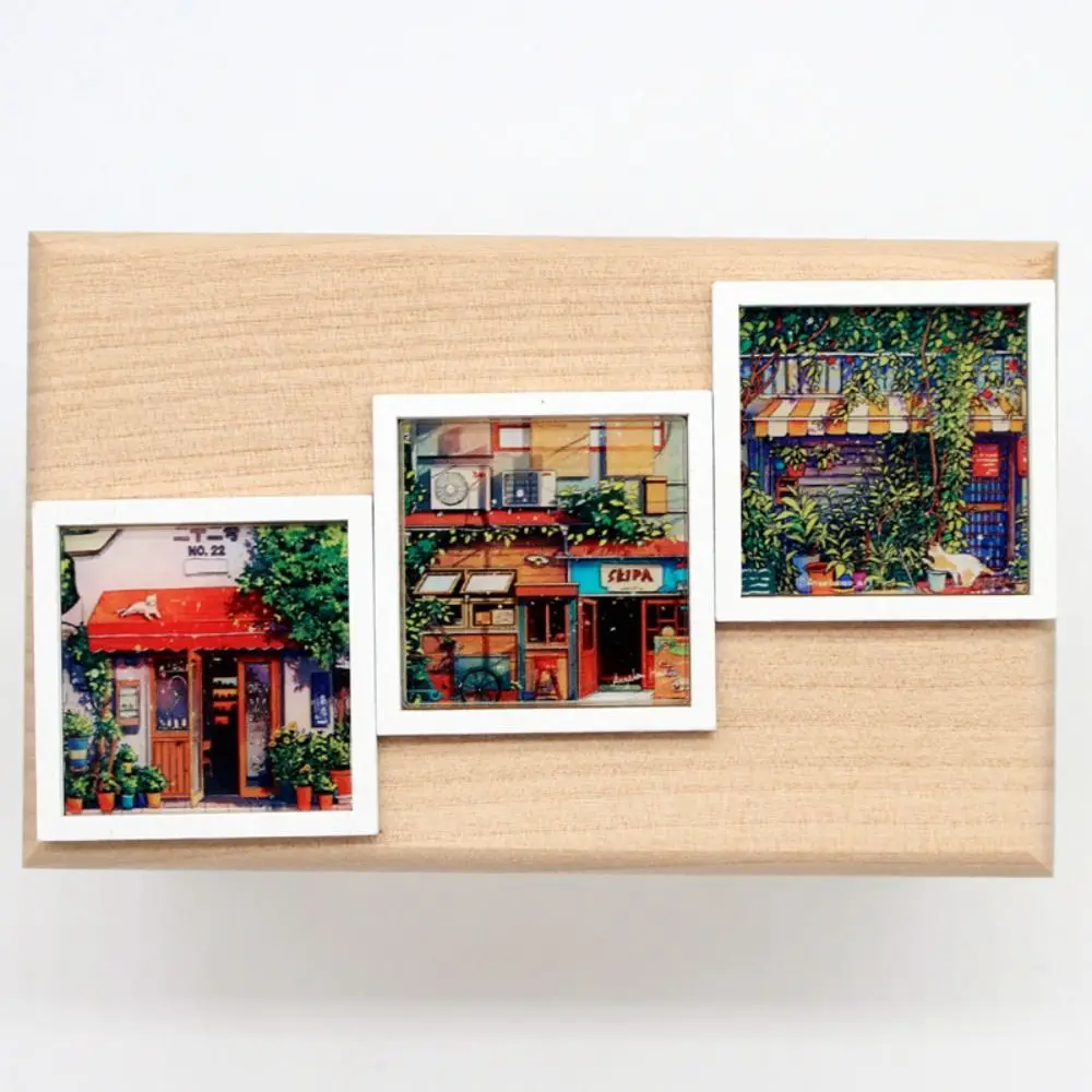 Wooden Dollhouse Mini Frame Mural Square for 1/3, 1/6 BJD Dollhouse Modern Style Illustration Miniature Wall Painting Children