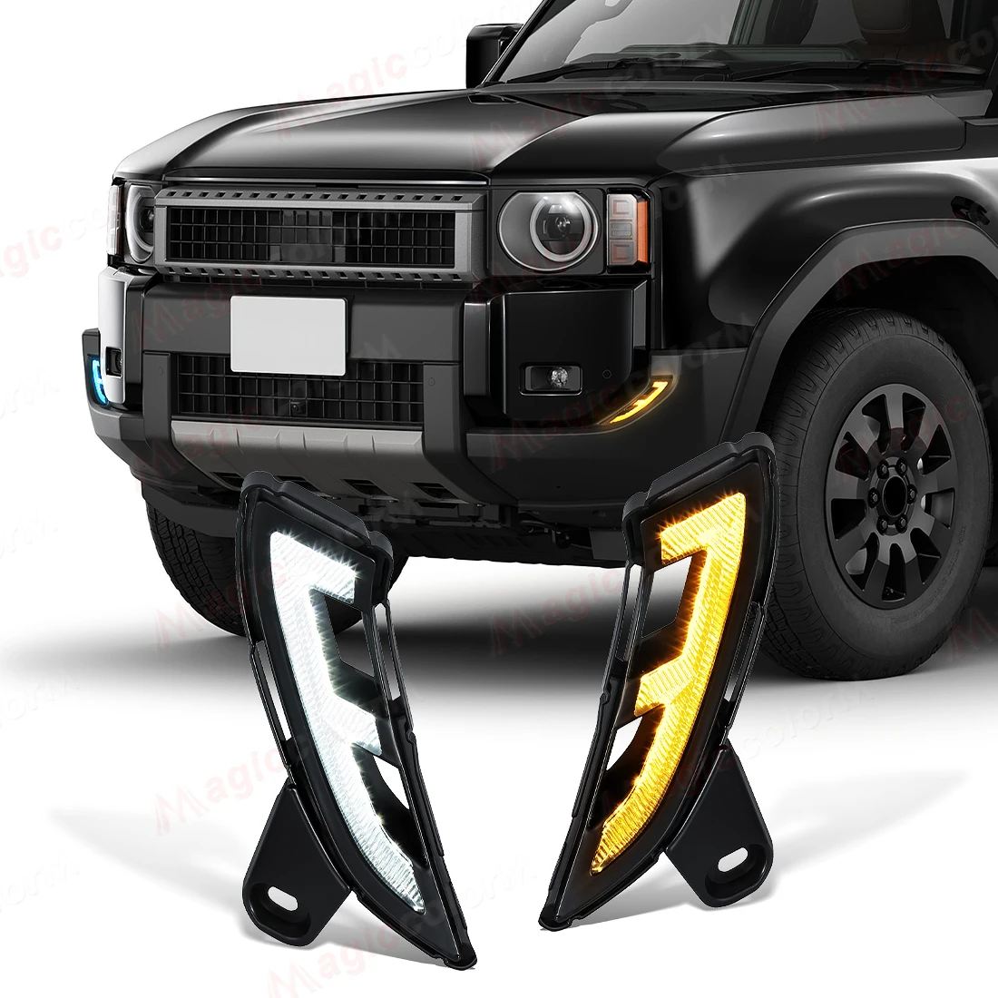 LED DRL For Toyota Land Cruiser Prado 250 LC250 2024 2025 Daytime Running Lights Turn Signal Lamps White Yellow Blue Daylights