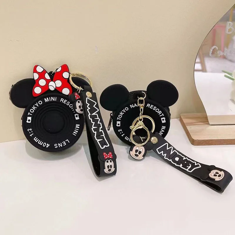 Cute Mickey Minnie Silica Gel Coin Purse Disney Cartoon Anime Kawaii Mini Wallet Portable Pendant Keychain Money Bag