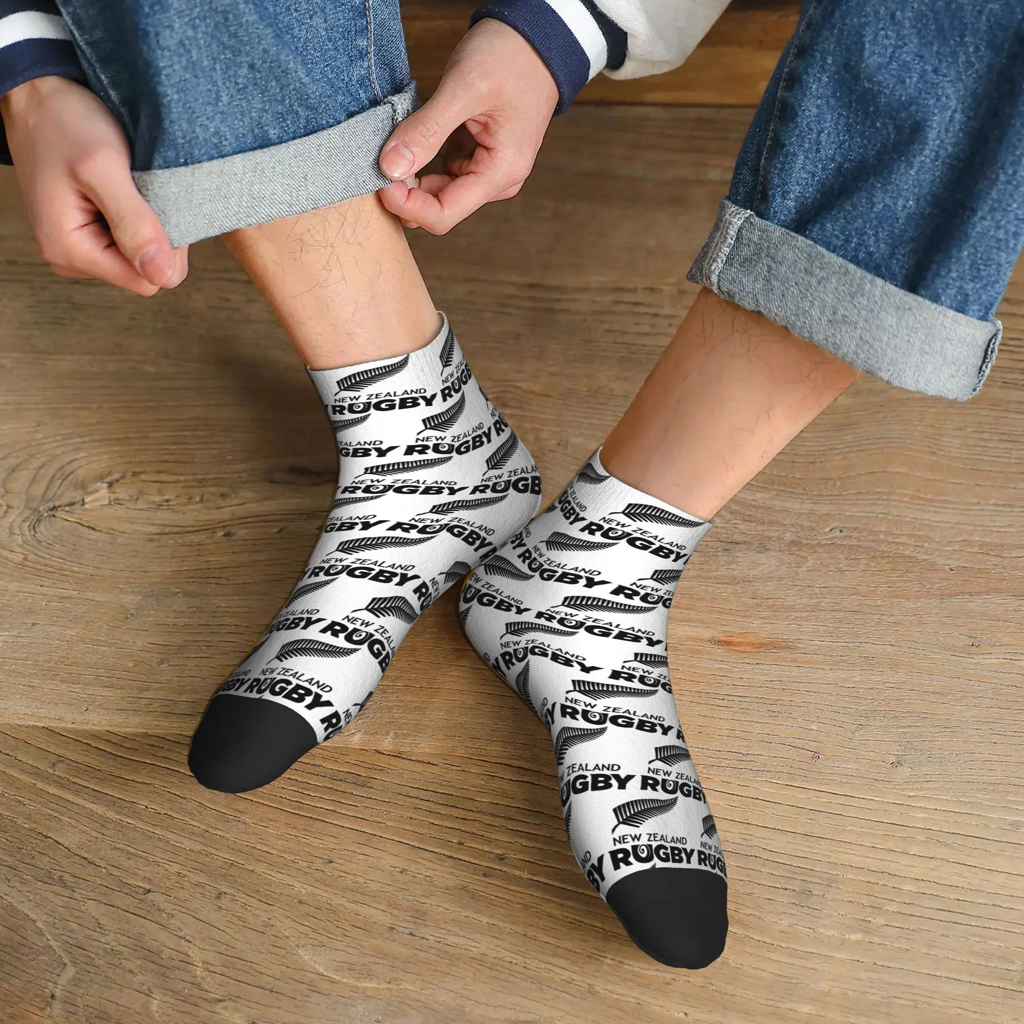 

All Seasons All Blacks New Zealand Rugby Socks Harajuku Sport Middle Tube Socks Soft Casual Stockings for Men Women Gifts