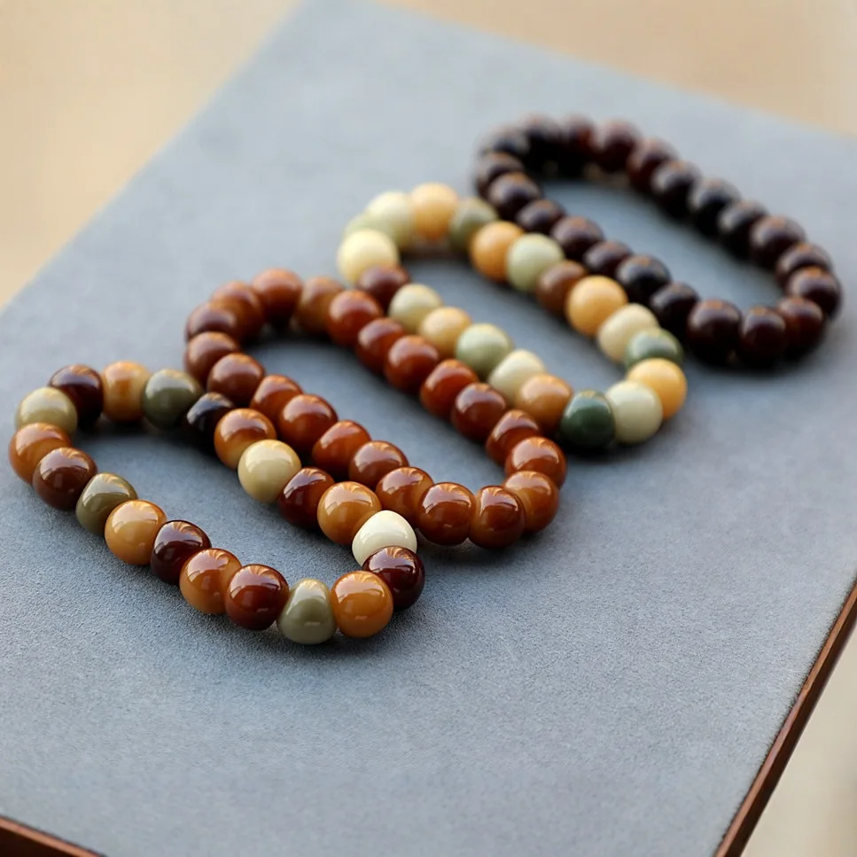 

14mm Oily Garlic Large Intestine Duobao Sauce Natural Bodhi Large Intestine Beads Hand String Antique Curios Collection Jewelry