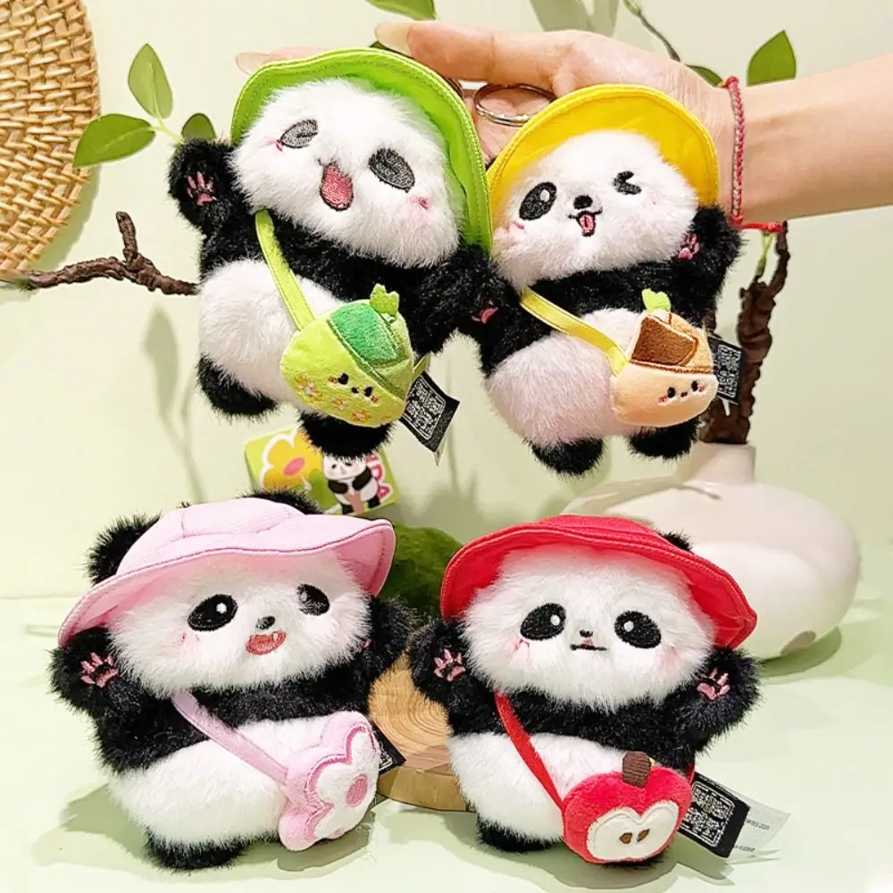 Key Ring Candy Color Plush Panda Pendant Plush Doll Cartoon Panda Plush Keychain Creative with Bag Bag Decor