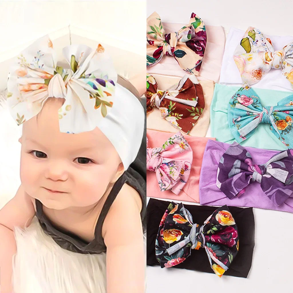 

7pcs/European and American New Creative Bohemian Print Bow Baby Hair Band Soft Nylon Children's Hair Accessories