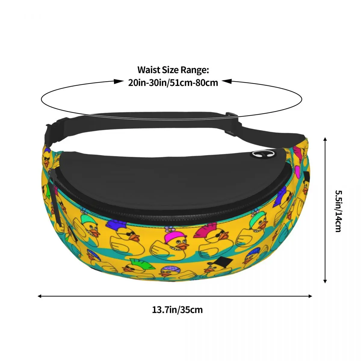 Cartoon Rubber Ducks Fanny Pack Women Men Custom Animal Crossbody Waist Bag for Travel Hiking Phone Money Pouch