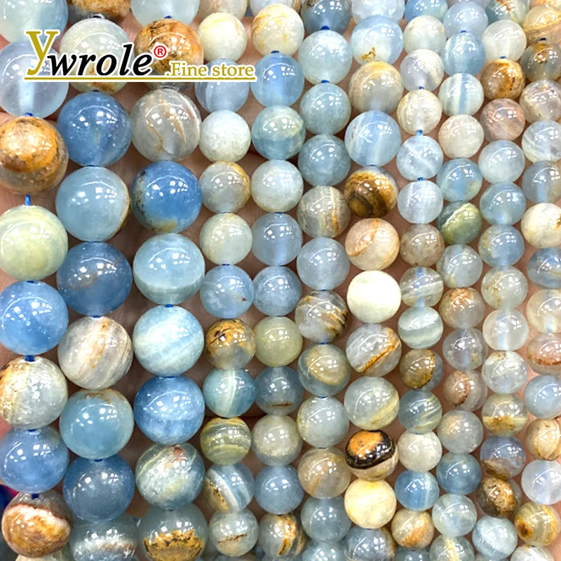 

Natural Gem Stone Blue Calcite 4-10mm Loose Round Spacer Beads for Jewelry Making Diy Earrings Bracelets Charms Accessories 15''