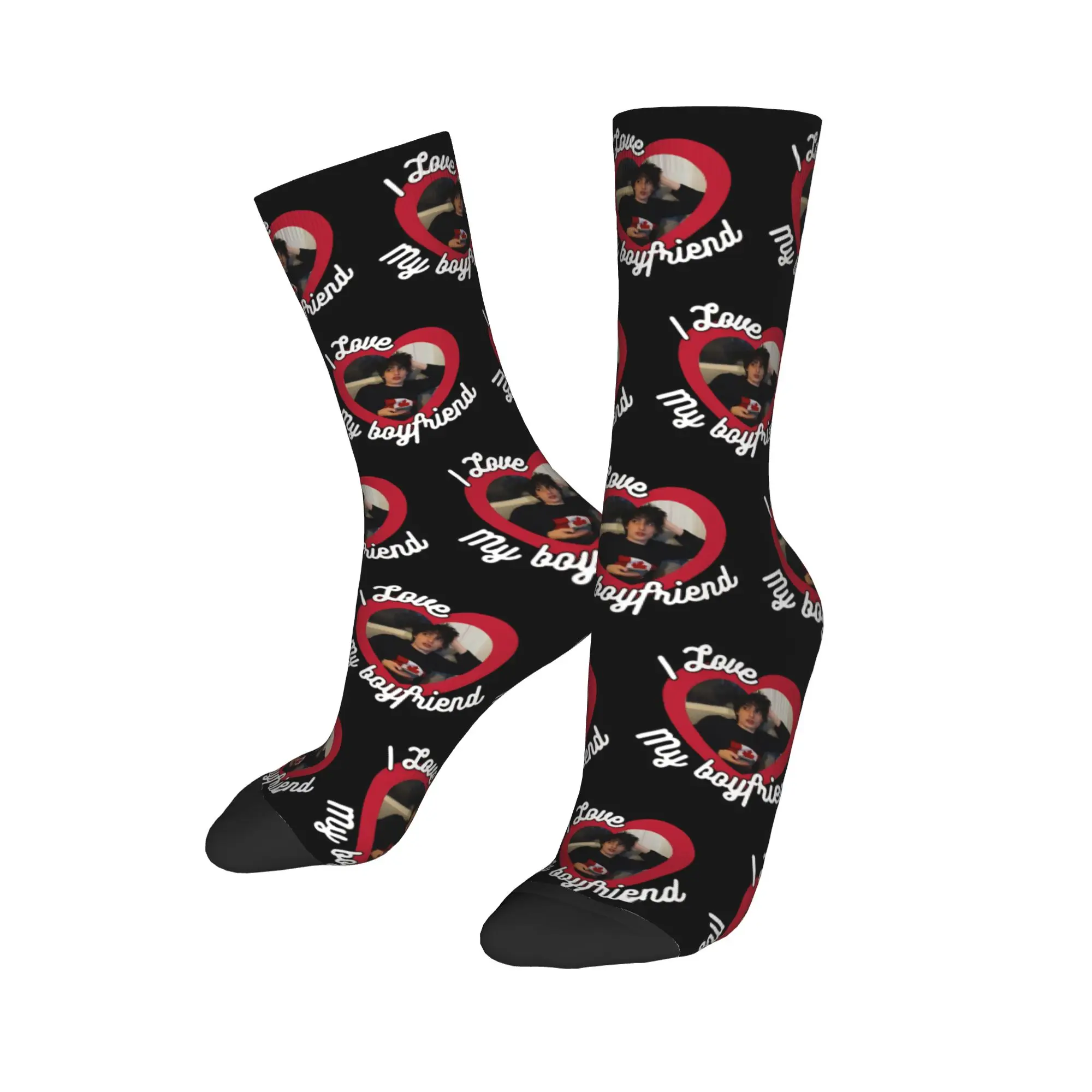 

New Men's Socks Harajuku I Love My Boyfriend Finn Wolfhard Sock Polyester Sport Women's Socks Spring Summer Autumn Winter