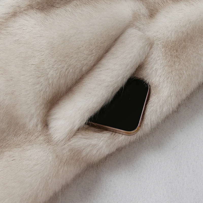 Neo Mint Slouchy Chic Gradient Long Eco Faux Fur Coat Women Winter Thick Warm Fluffy Fox Fur Jacket Brand Fashion Girls Overcoat