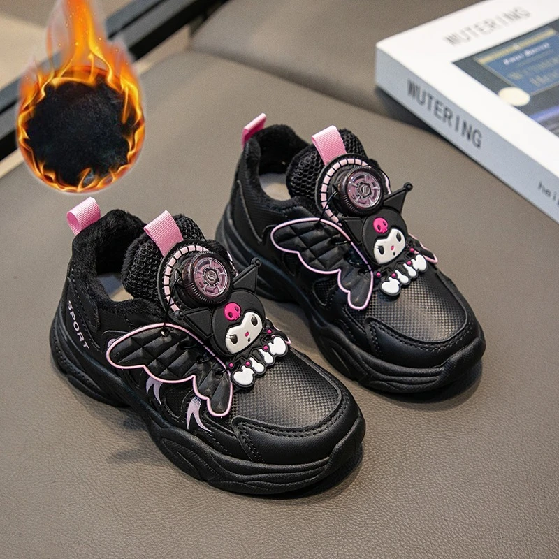 

Sanrios Kuromi Children's Sneakers Autumn Winter Thicken Warm Casual Shoes Students Sports Running Shoes Girl Tennis Shoes gift