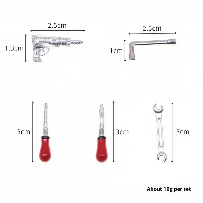 Poppenhuis Boor Reparatie Tool Moersleutel Vijfdelige Set Miniaturen Model Accessoires Van Poppenhuis Decor Kinderen Fantasiespel Speelgoed Geschenken