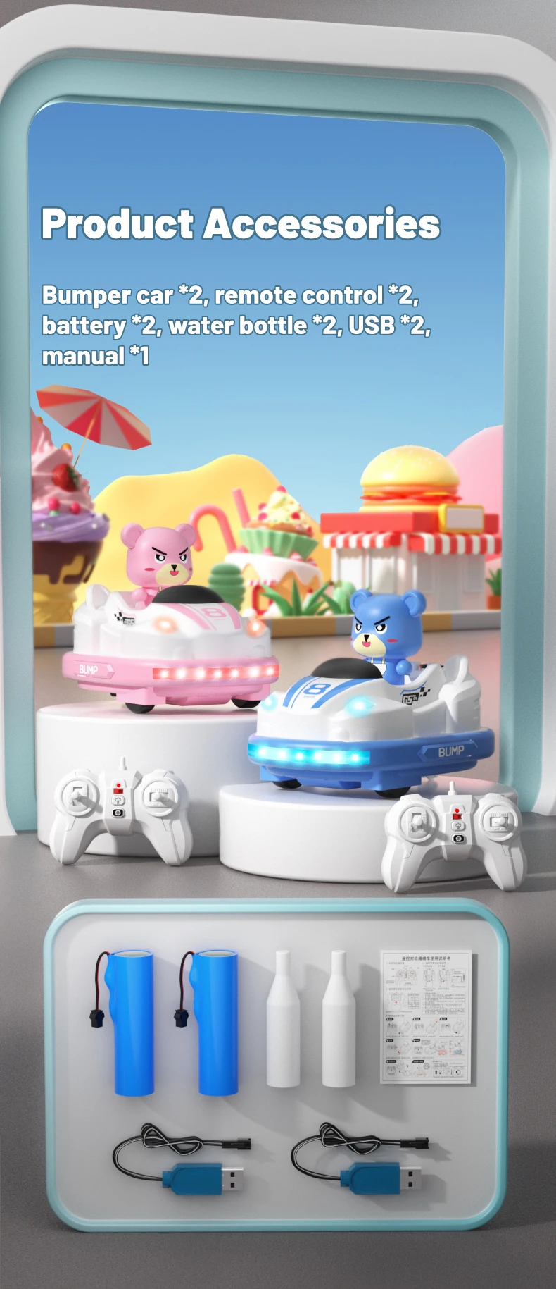 Parent Child Interaction Electric RC Stunt Car Remote Bumper Car Sound Light music Parent-child Competitive Interaction Car Toy