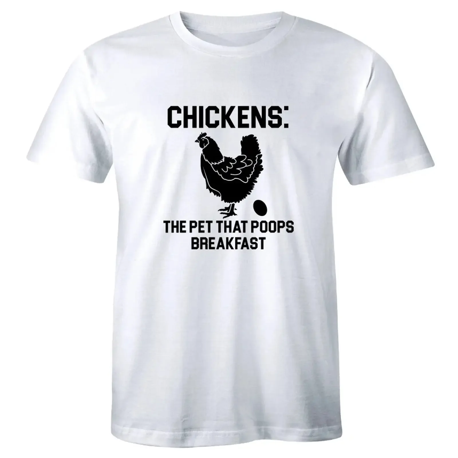 Chickens The Pet That Poops Breakfast Men's T Shirt Funny Farm Animal Egg vintage Washed Breathable Stretched designer clothes